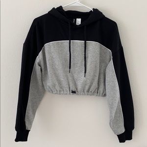 Black and gray crop hoodie